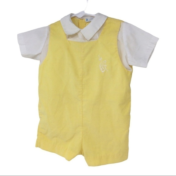 Vintage Boys Nannette Yellow and White Romper - Picture 1 of 8